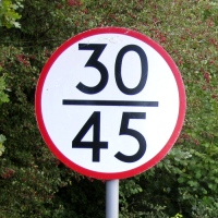 Permanent speed restriction sign